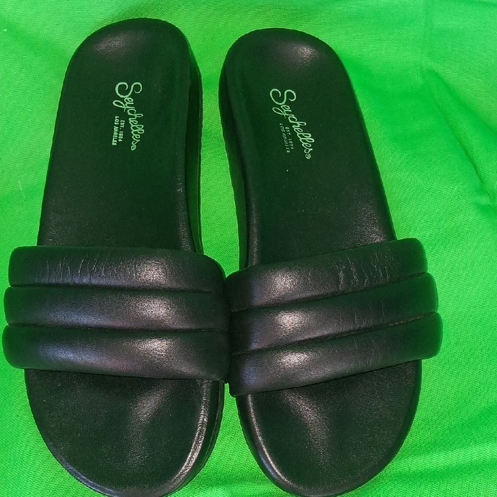 Seychelles Black Padded Dual-Band Slide Sandals - Picture 6 of 6